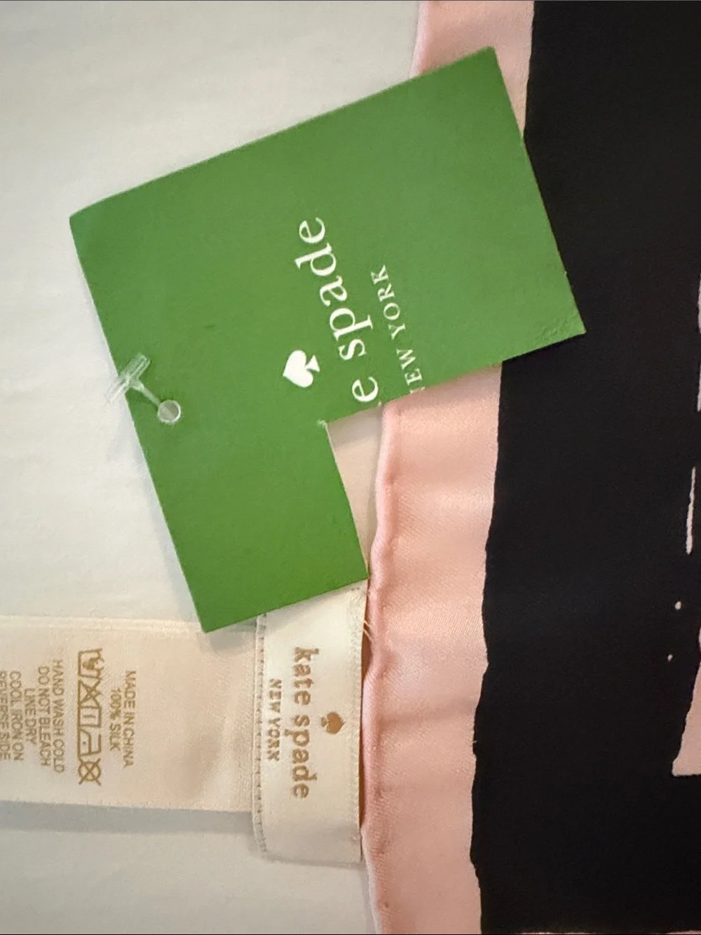 NWT Kate Spade Pink & Black Paris map Silk Scarf